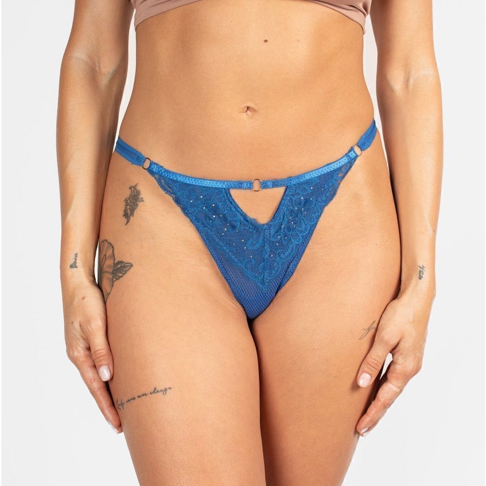 Knotty Knickers Sapphire Secret G-String - Picture 3 of 9